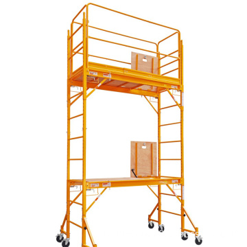 12Ft. Mobile Scaffold Steel Ladder Scaffold Tower with Guardrail and Outriggers